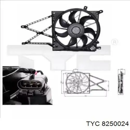 Електровентилятор охолодження в зборі (двигун + крильчатка) 8250024 TYC