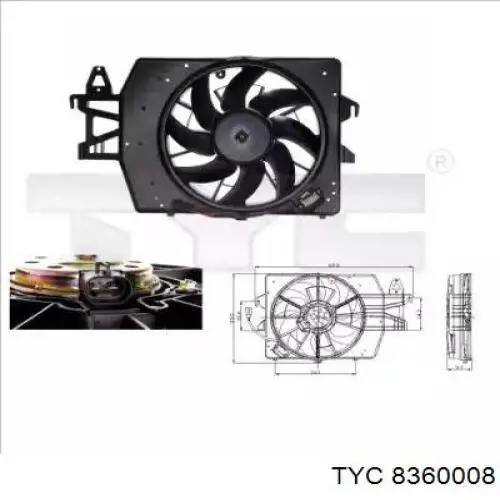 Двигун вентилятора системи охолодження, лівий TYC 8360008