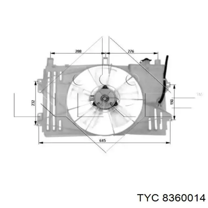 Купити 8360014 TYC Дифузор радіатора охолодження, в зборі з двигуном і крильчаткою