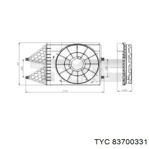 Дифузор (кожух) радіатора охолодження TYC 83700331 ціна, від 43.55 USD