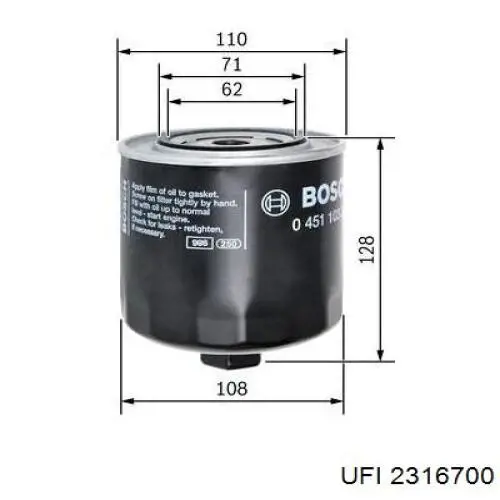 Масляний фільтр двигуна UFI 2316700 ціна, від 6.99 USD