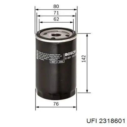 Масляний фільтр двигуна UFI 2318601 ціна, від 5.66 USD