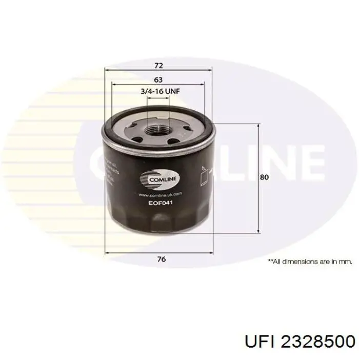 Фільтр масляний 2328500 UFI