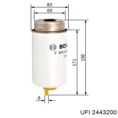Фільтр тонкого очищення палива UFI 2443200 ціна, від 15.43 USD