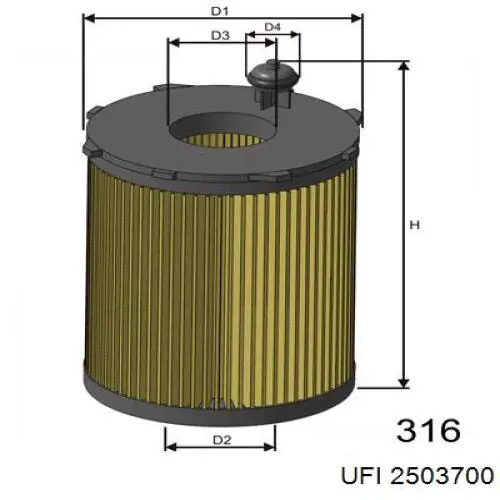 Масляний фільтр двигуна UFI 2503700 ціна, від 6.94 USD
