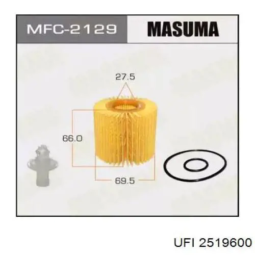 Масляний фільтр двигуна UFI 2519600 ціна, від 5.06 USD