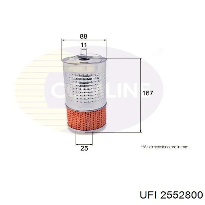 Масляний фільтр двигуна UFI 2552800 ціна, від 5.52 USD