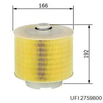 Елемент повітряного фільтра UFI 2759800 ціна, від 19.22 USD