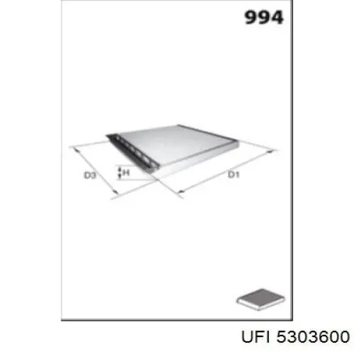 Купити 5303600 UFI Фільтр салону вугільний