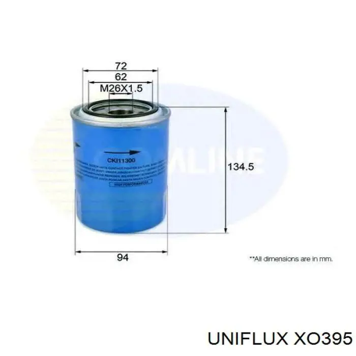 Масляний фільтр двигуна Uniflux XO395 ціна, від 7.26 USD