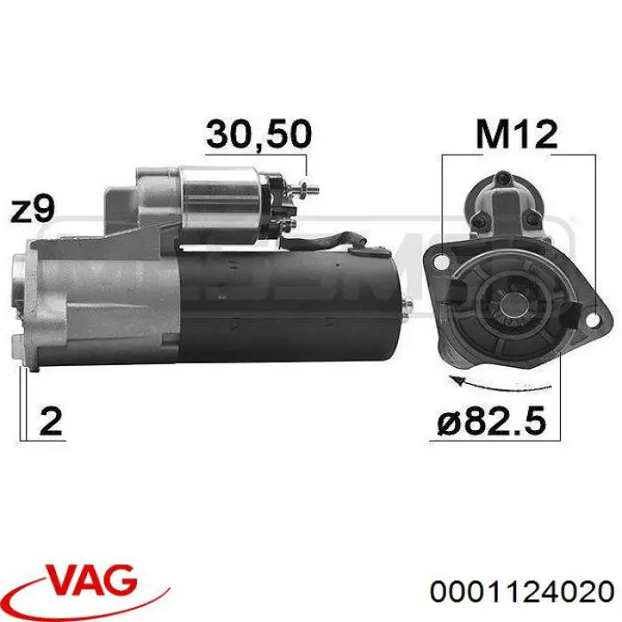 Стартер 0001124020 VAG