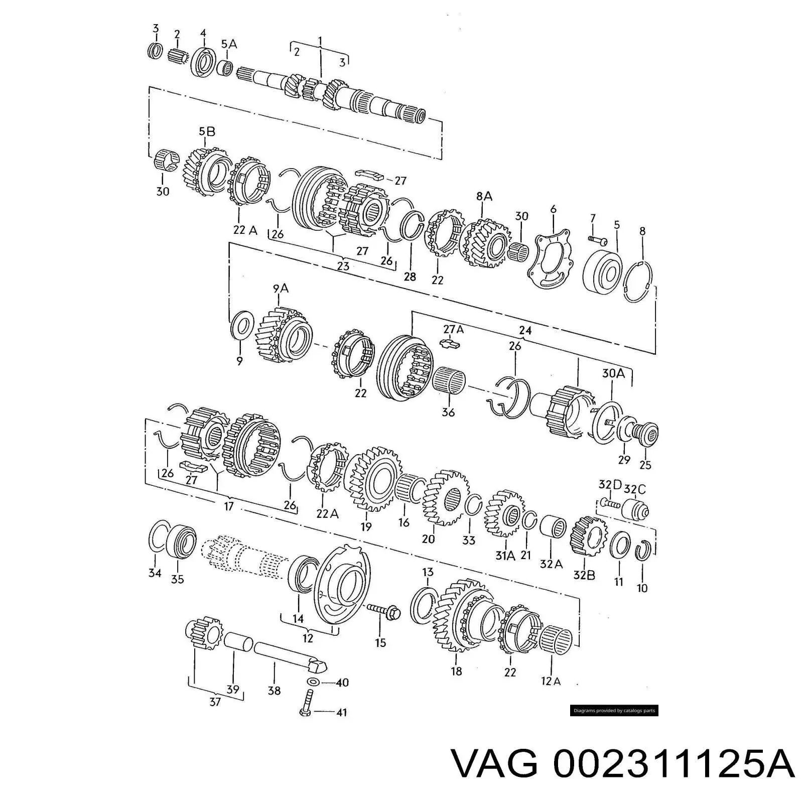 Підшипник первинного валу коробки VAG 002311125A ціна, від 13.31 USD