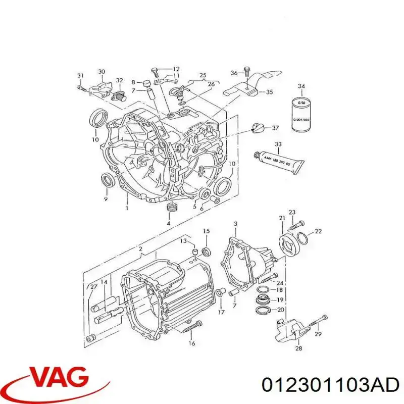 Корпус коробки передач АКПП/КПП VAG 012301103AD ціна, від 27.87 USD
