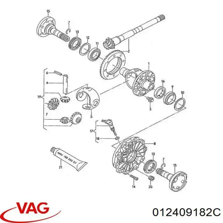 Купити 012409182C VAG Шестерня спідометра, ведуча