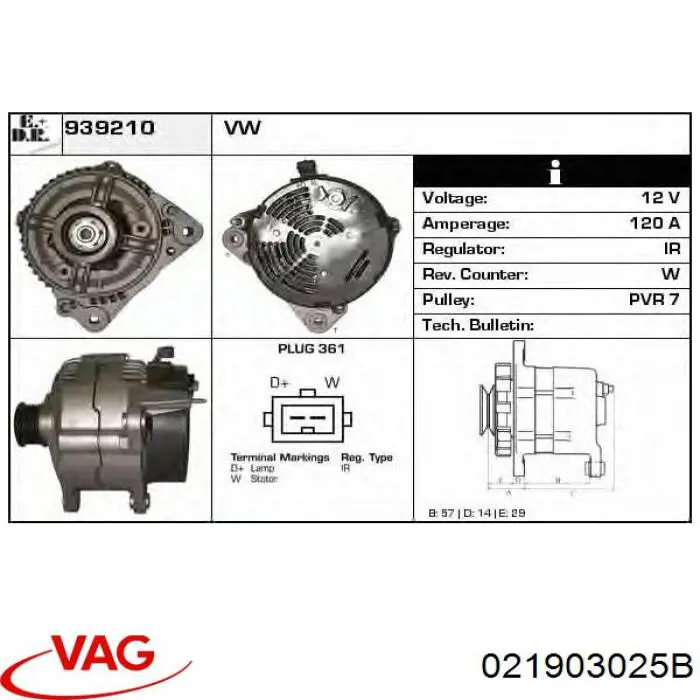 Купити 021903025B VAG Генератор