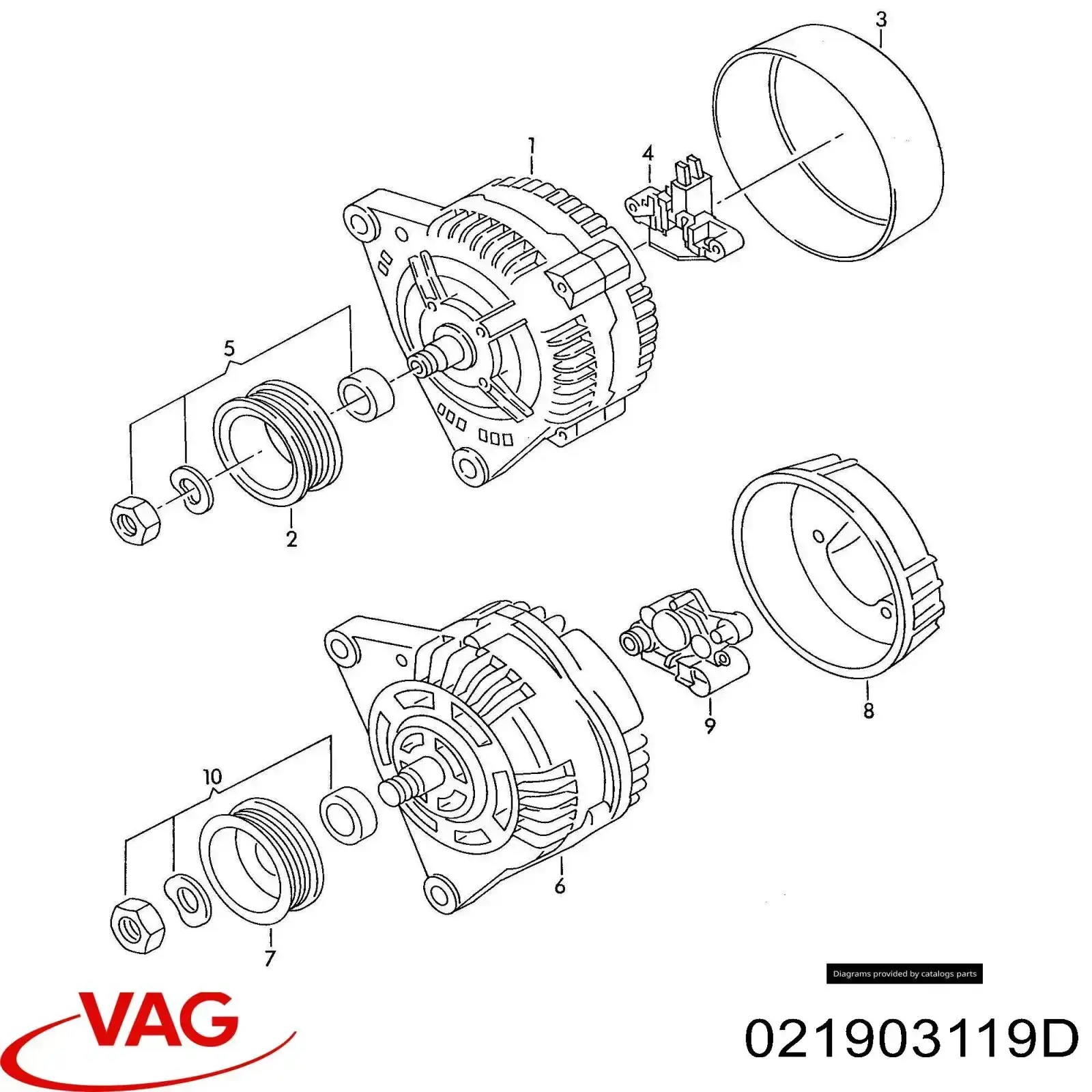 Шків генератора 021903119D VAG