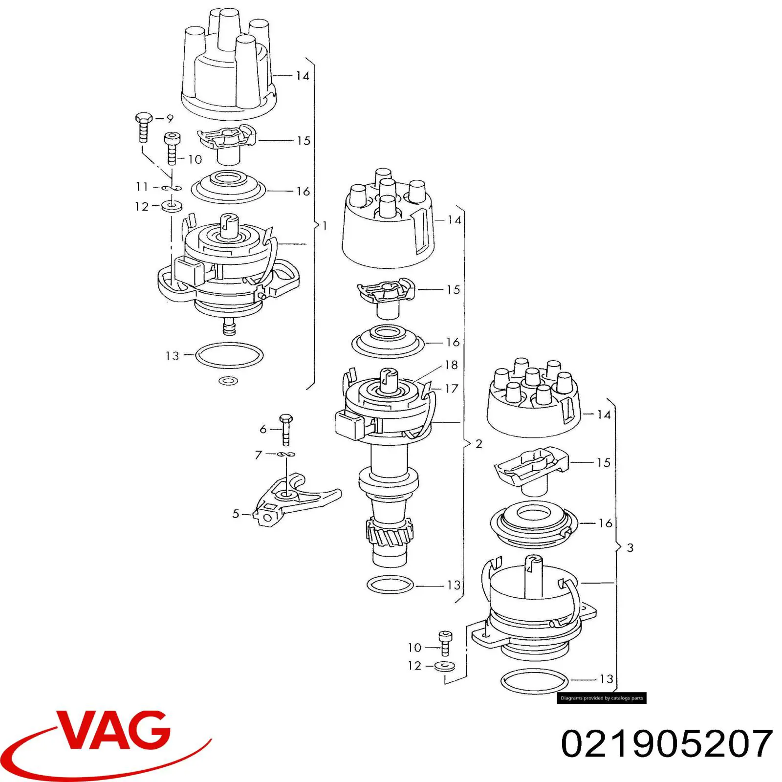 Купити 021905207 VAG Кришка трамблеру