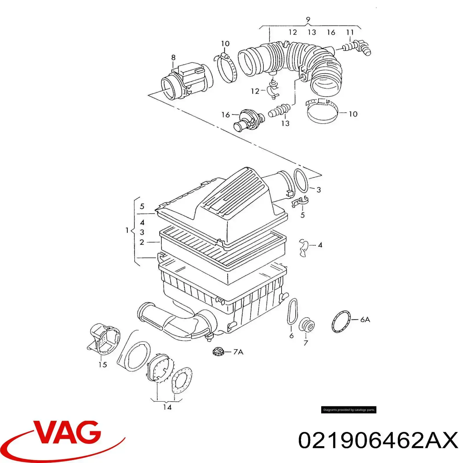 021906462AX VAG датчик потоку (витрати повітря, витратомір MAF - (Mass Airflow))