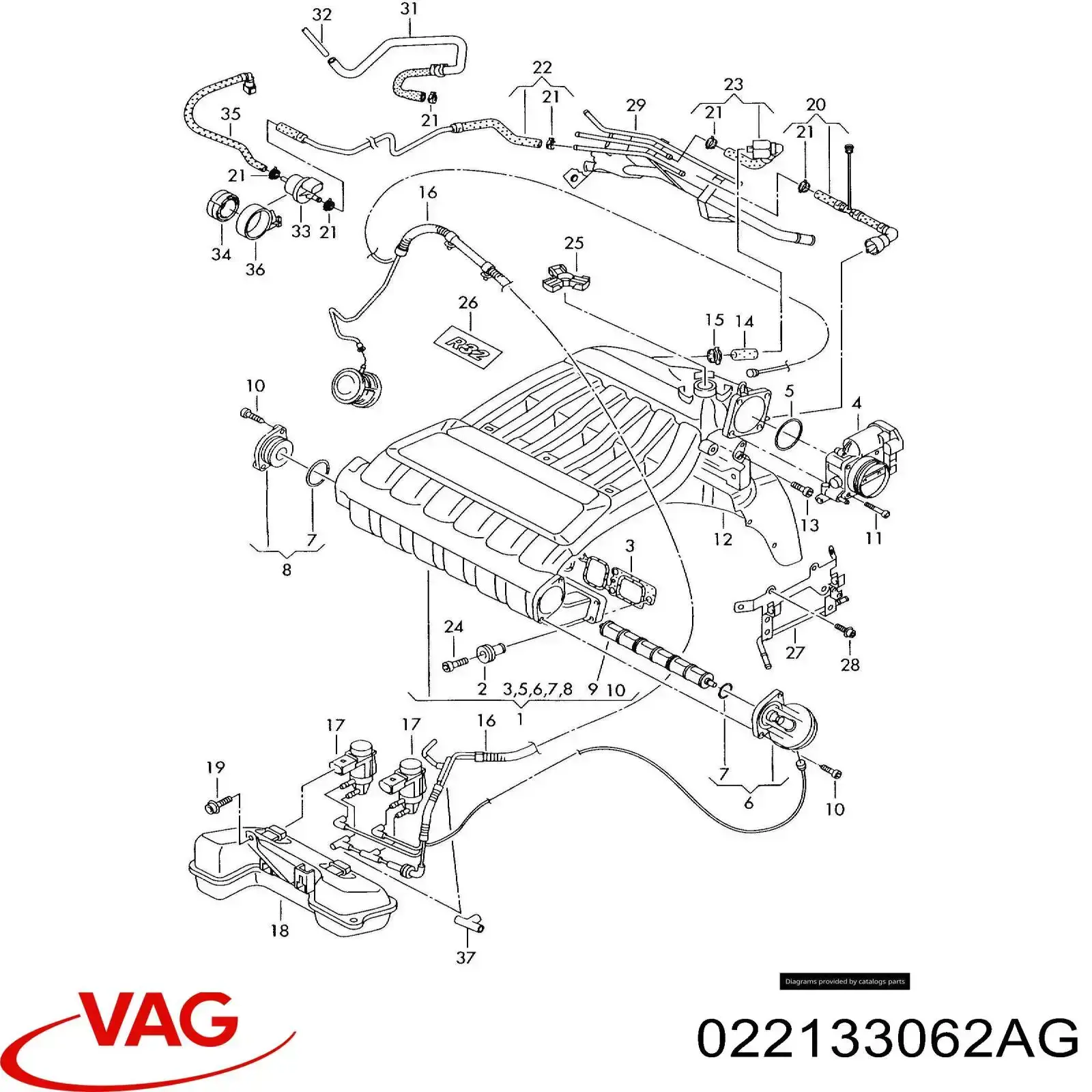 Блок дросельної заслінки VAG 022133062AG ціна, від 270.10 USD