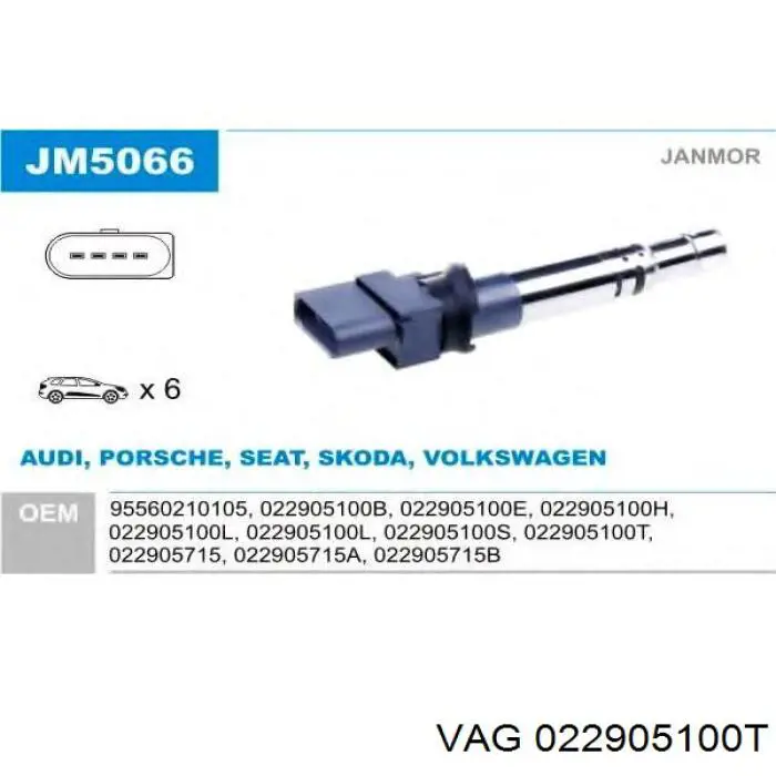 Котушка запалювання VAG 022905100T ціна, від 18.06 USD