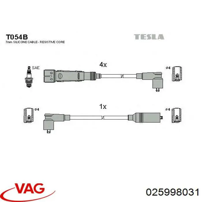Дроти запалювання VAG 025998031 ціна, від 29.33 USD