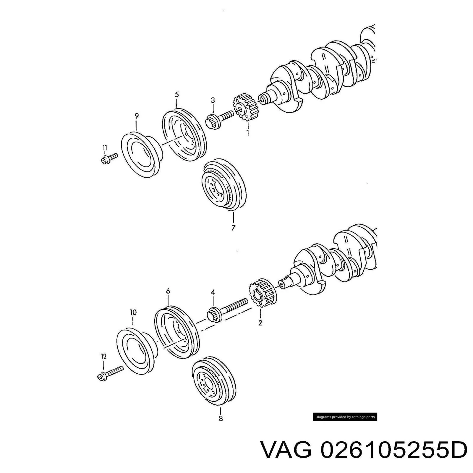 Шків колінвала (демпфер ) VAG 026105255D ціна, від 11.85 USD