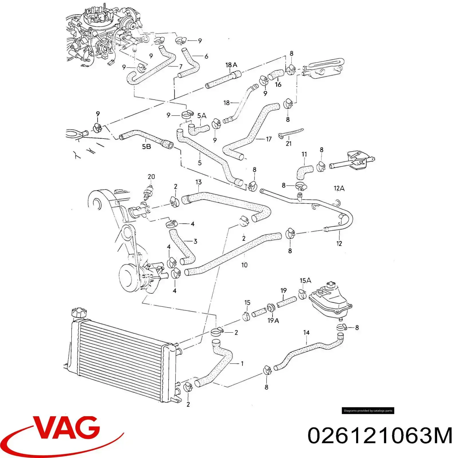 Шланг/патрубок системи охолодження 026121063M VAG