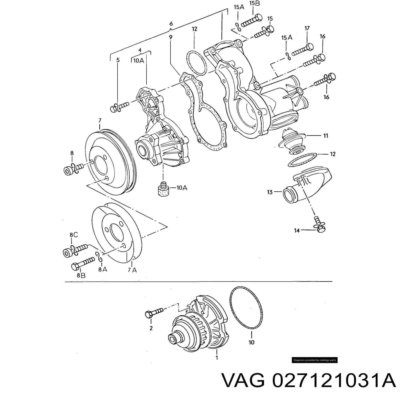Шків водяної помпи VAG 027121031A ціна, від 394.01 USD