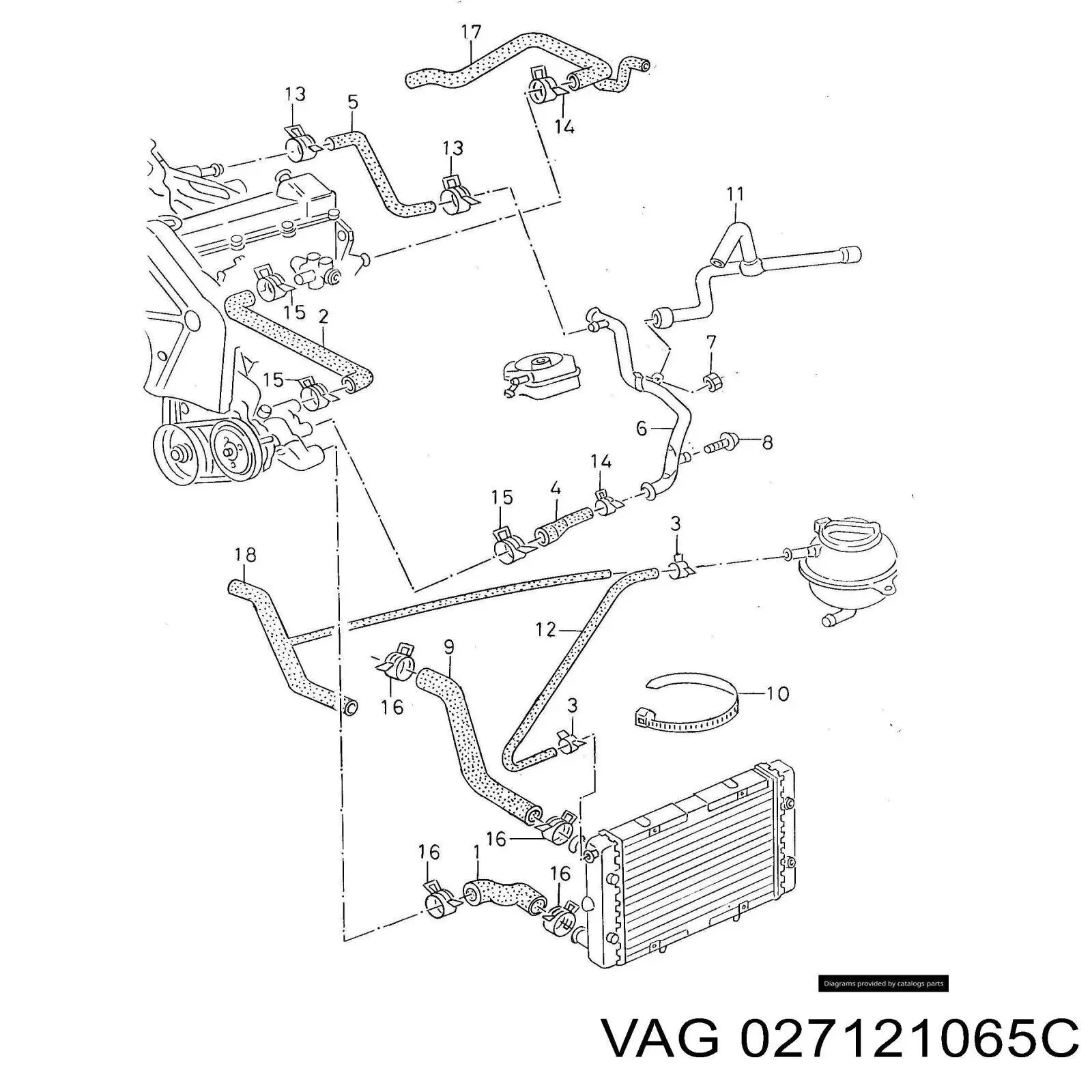 Шланг/патрубок системи охолодження VAG 027121065C ціна, від 12.67 USD