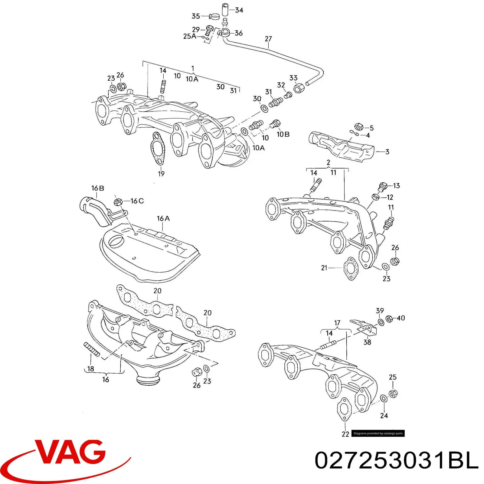 Газопроводи (колектор випускний) Volkswagen Golf II хетчбек (19E, 1G1) (1983 - 1992) ціна, від  USD
