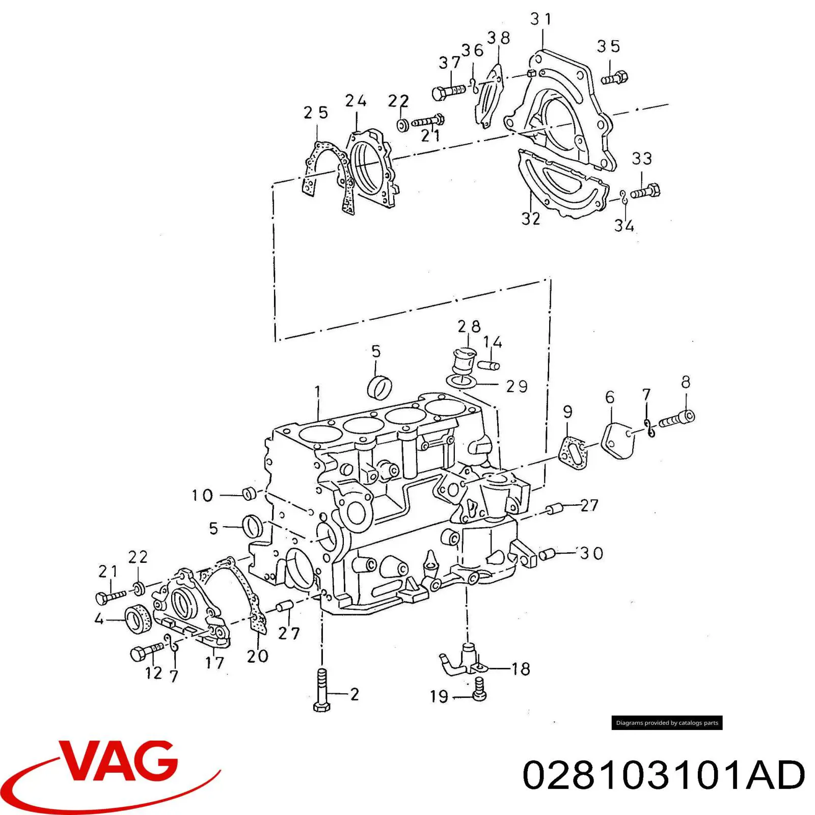 Блок циліндрів двигуна 028103101AD VAG