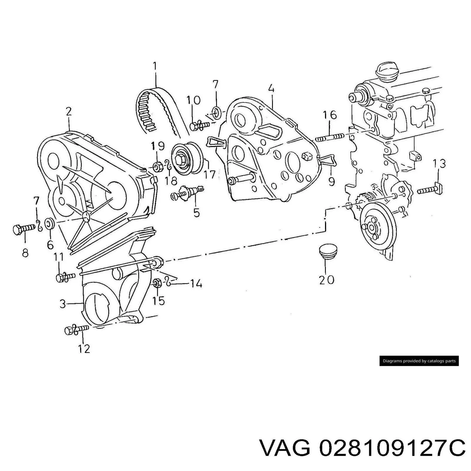 Захист ременя ГРМ, нижній 028109127C VAG