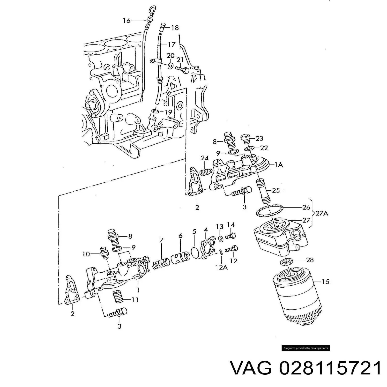 Трубка шток масляного фільтра Volkswagen Caddy 1 (14) (Фольцваген Кадді)