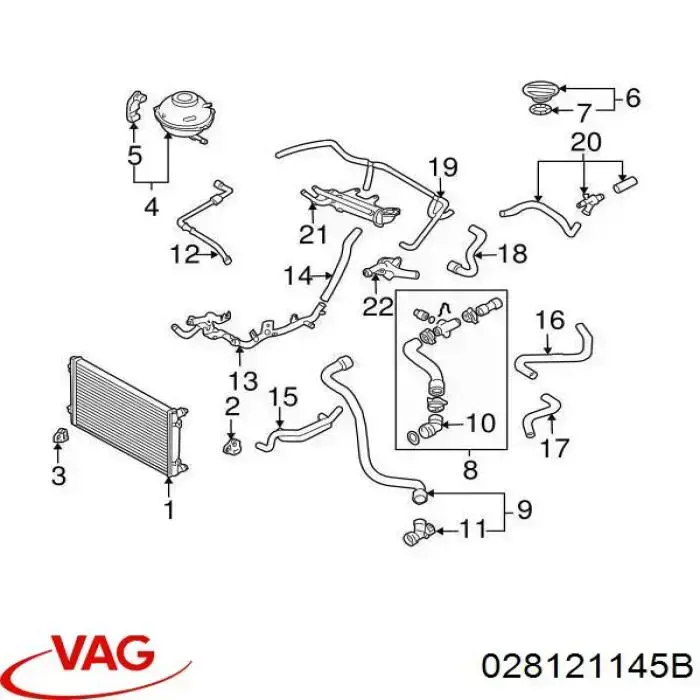 Водяний патрубок VAG 028121145B