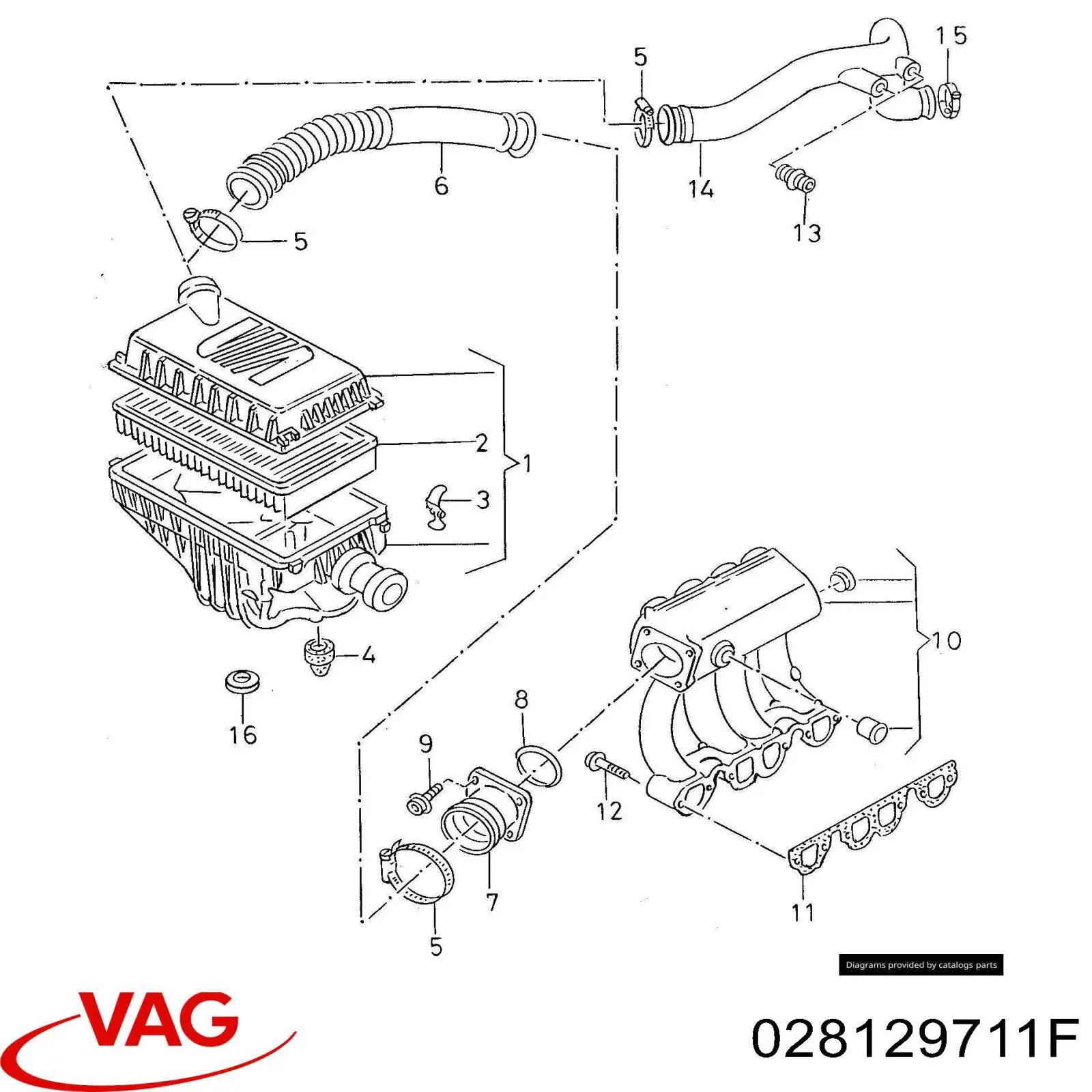 Колектор впускний VAG 028129711F ціна, від 25.34 USD