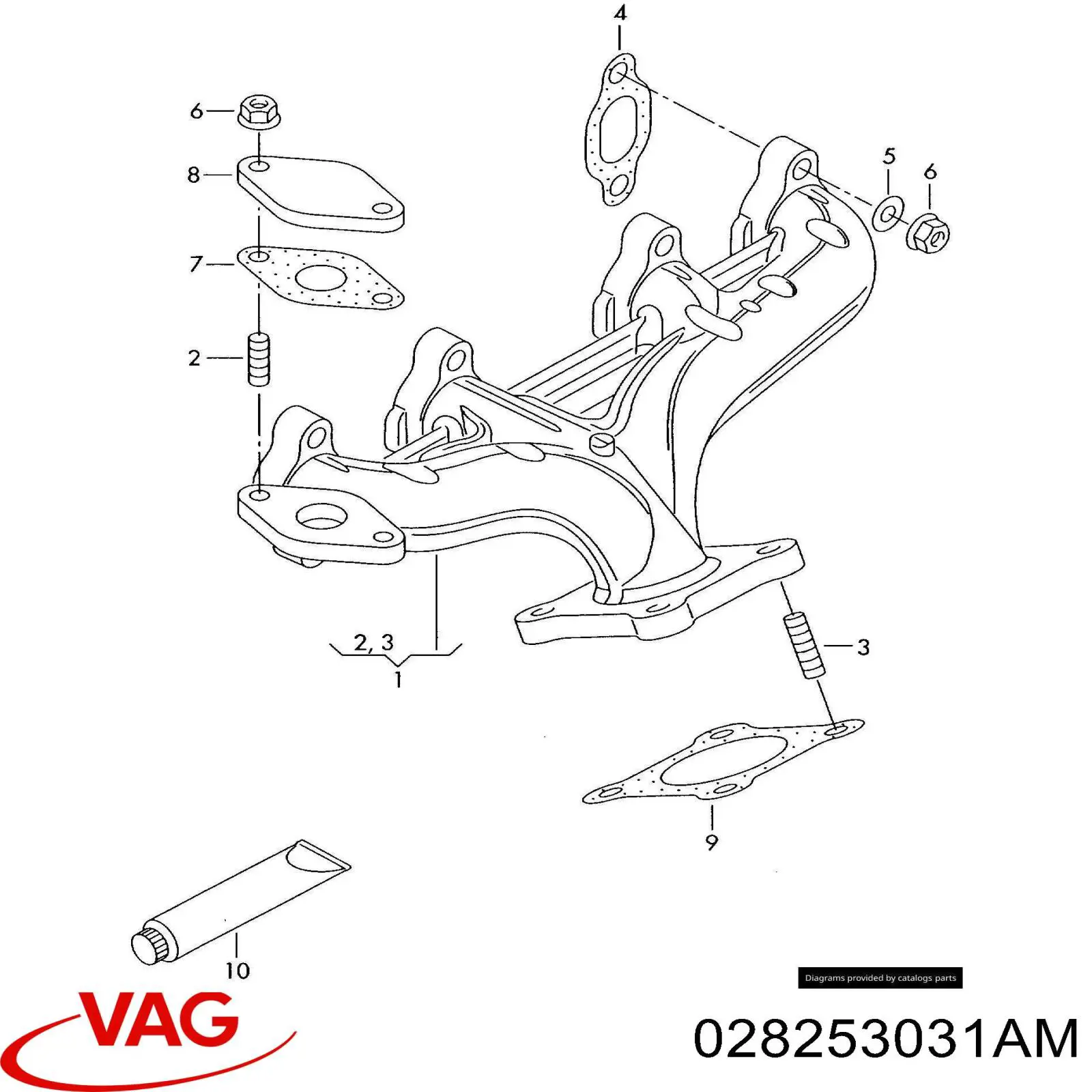 028253031AM VAG Колектор випускний, лівий