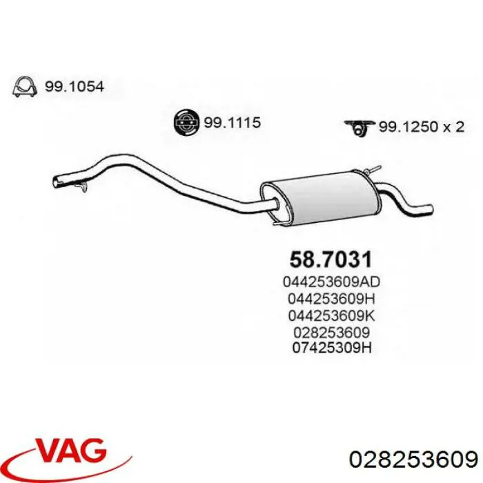 028253609 VAG Глушник, задня частина