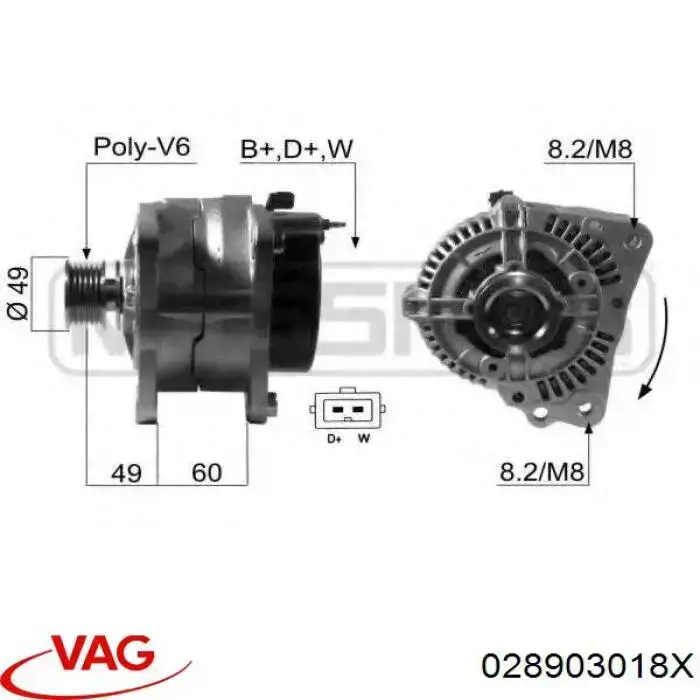 Генератор VAG 028903018X ціна, від 36.16 USD