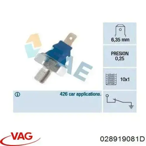 Манометри (показник тиску масла) VAG 028919081D ціна, від 3.11 USD
