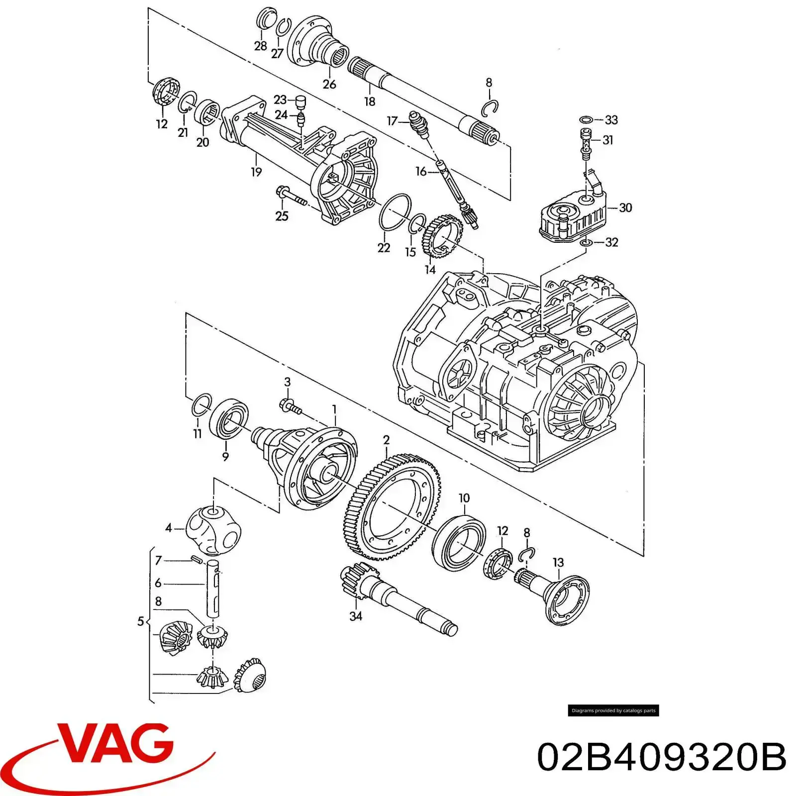 Опора підвісного підшипника передньої піввісі VAG 02B409320B ціна, від 30.01 USD
