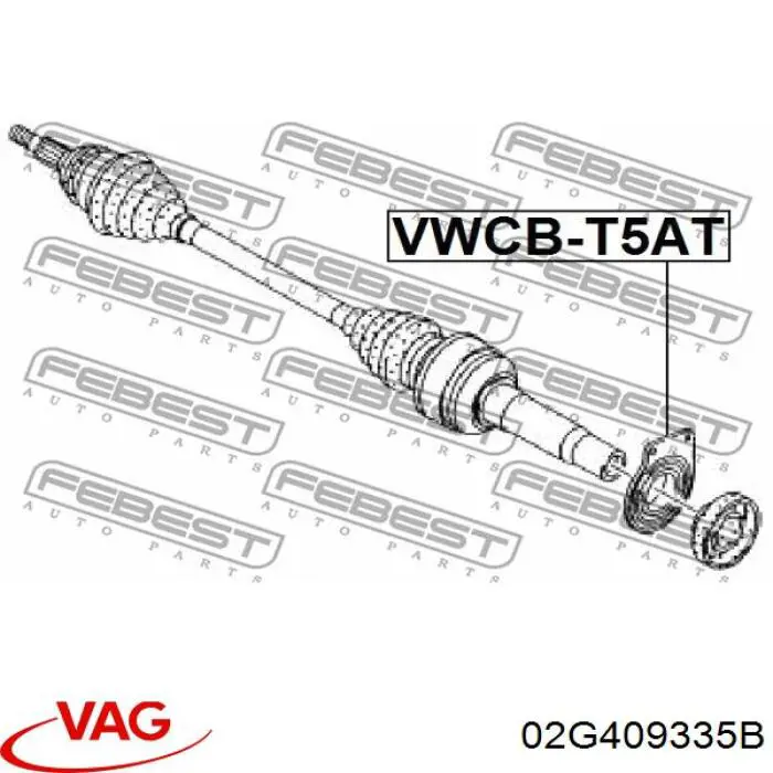 Підвісний підшипник передньої піввісі VAG 02G409335B ціна, від 70.72 USD