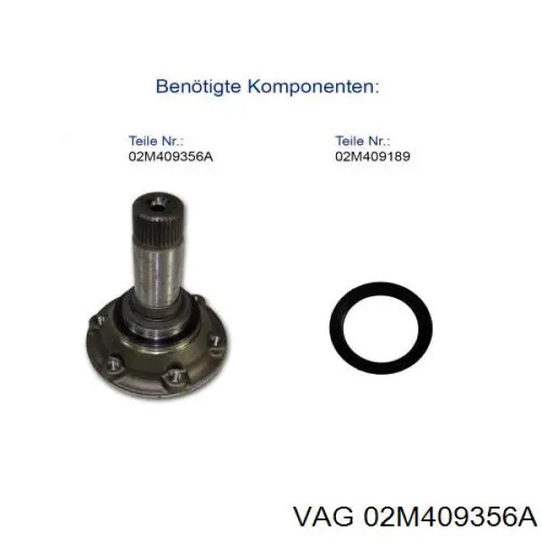 Вал приводу піввісь, проміжний VAG 02M409356A ціна, від 38.00 USD
