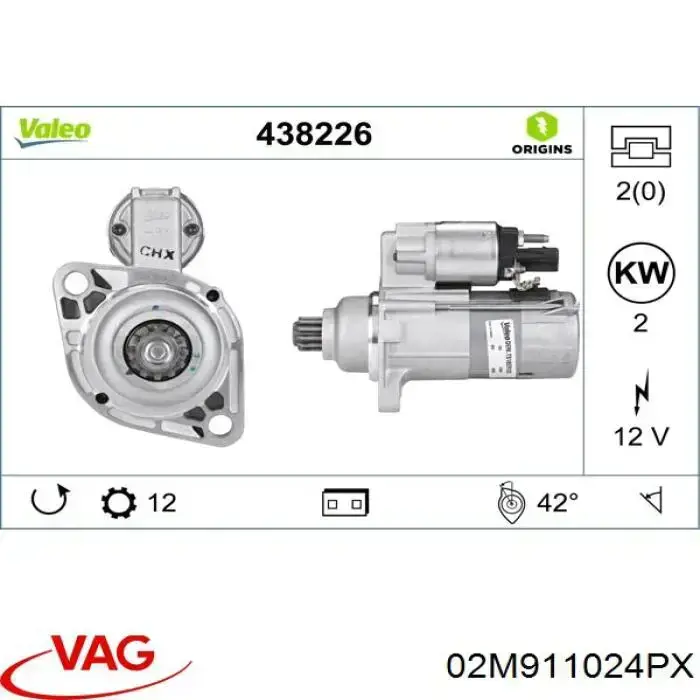 Стартер VAG 02M911024PX ціна, від 38.52 USD