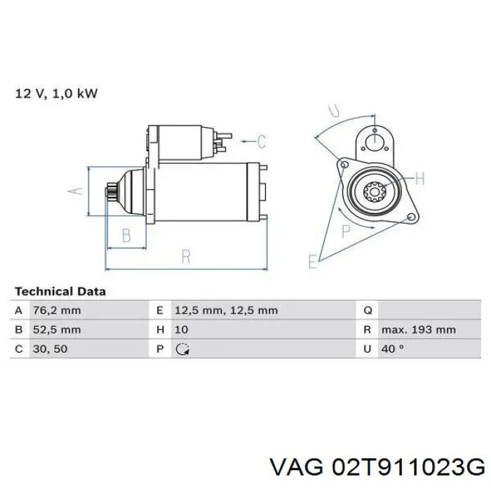 Стартер VAG 02T911023G ціна, від 27.04 USD