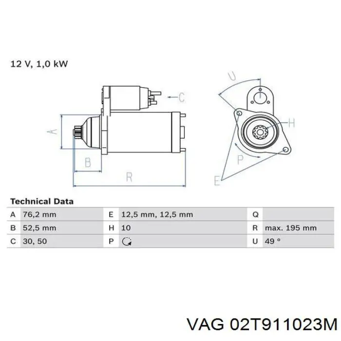 Купити 02T911023M VAG Стартер