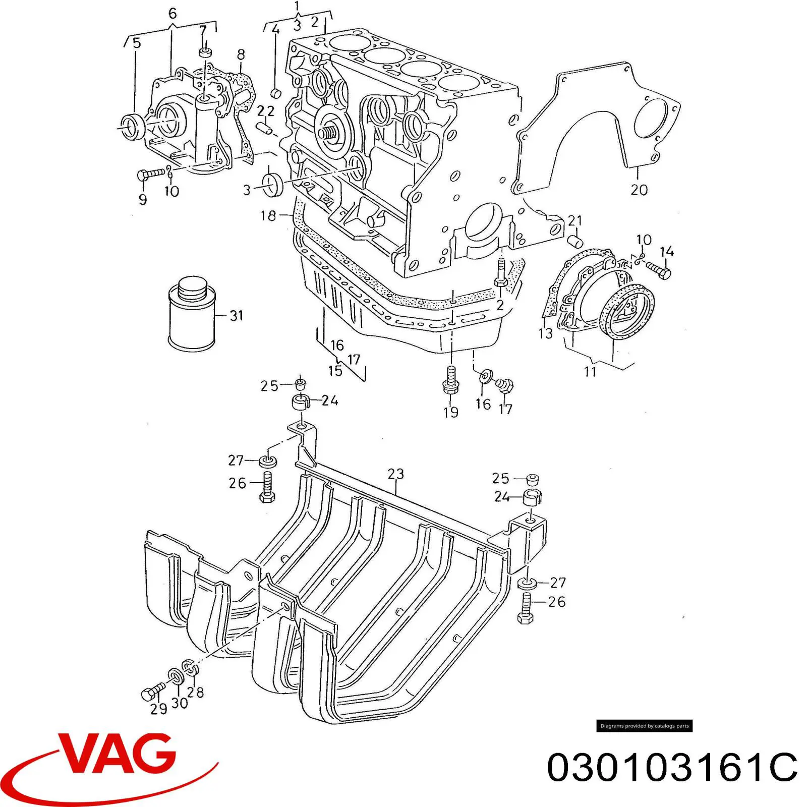 030103161C VAG прокладка передньої кришки двигуна