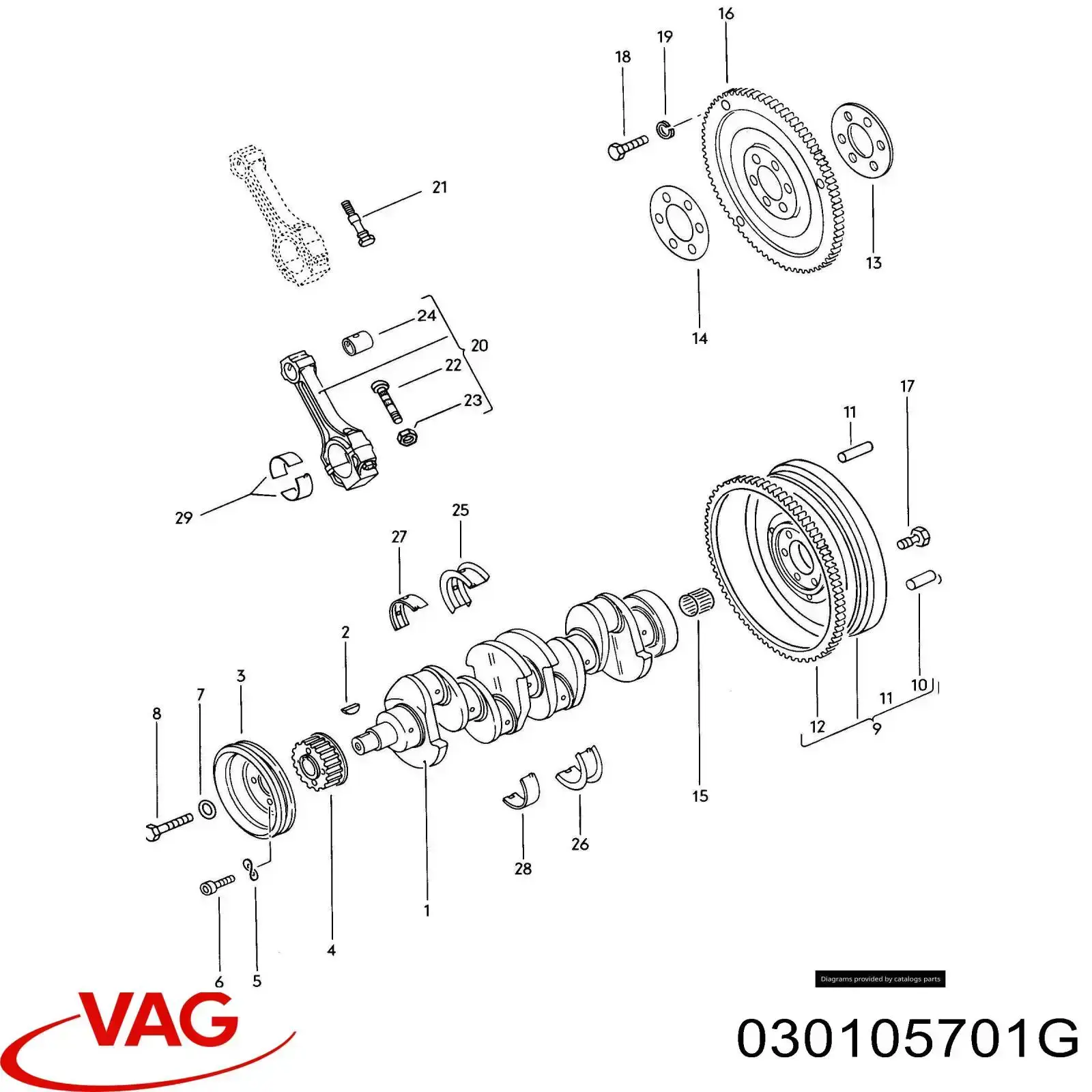 Шатунні вклалиші колінвала STD VAG 030105701G ціна, від 13.95 USD