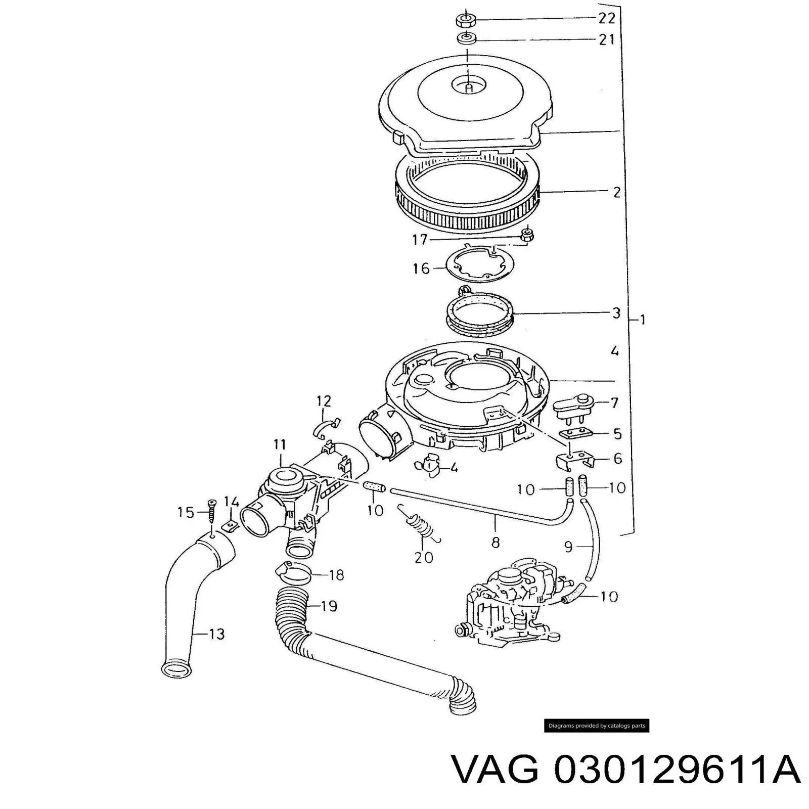 Корпус повітряного фільтра VAG 030129611A ціна, від 73.51 USD