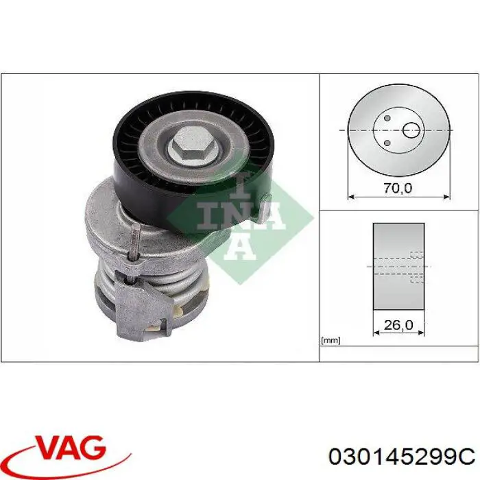 Натягувач приводного ременя VAG 030145299C ціна, від 19.26 USD