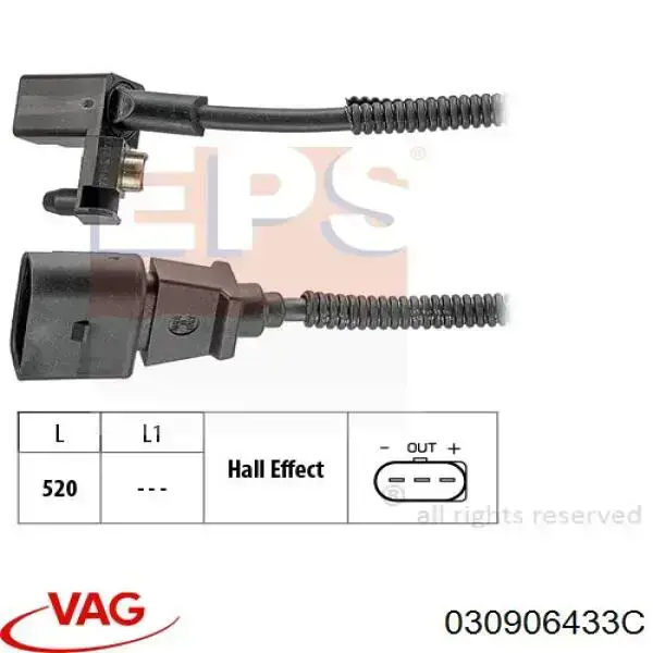 Купити 030906433C VAG Датчик положення (оборотів) коленвалу